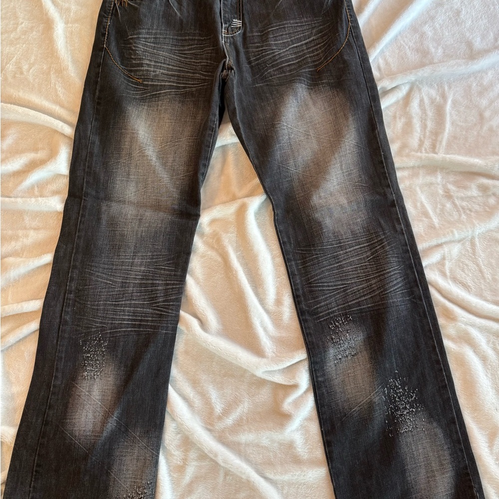Men's Black Distressed Jeans 34x34